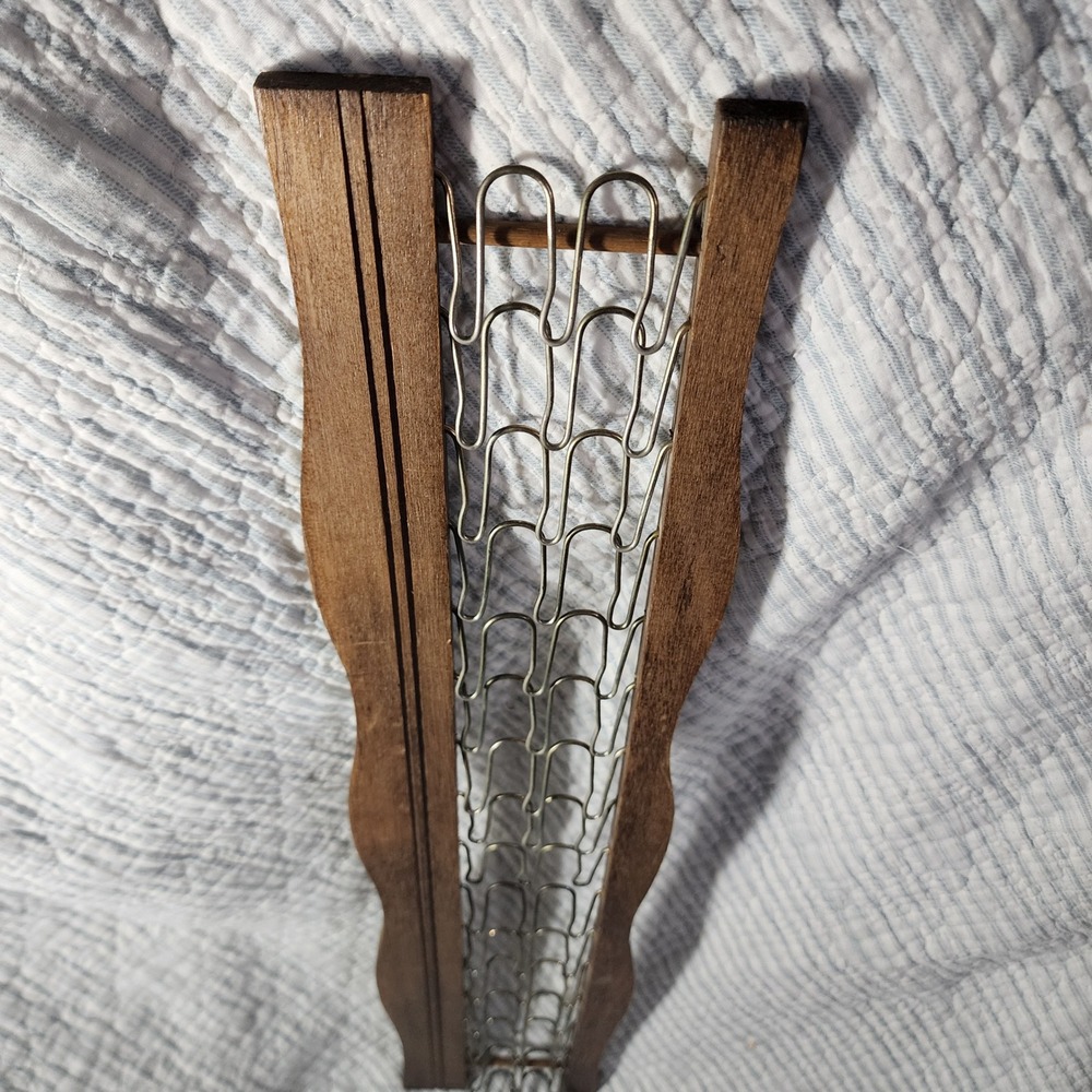 Vintage Wooden Tie Rack Wall Mount Organizer Scarf Belt Holder Mid Century Style